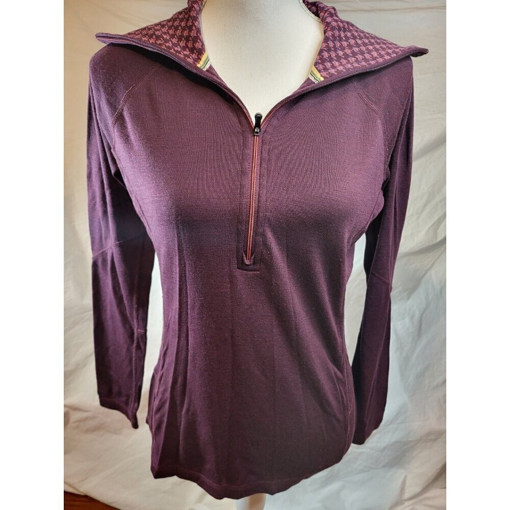 Smartwool 100% Merino Wool Base Layer Quarter-Zip Top Women's Medium Purple